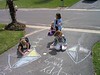 Estes > Chalk drawings for Kirsten's Mary Poppins birthday party- Stasya, Sasha and Ashley are contributing their artwork.